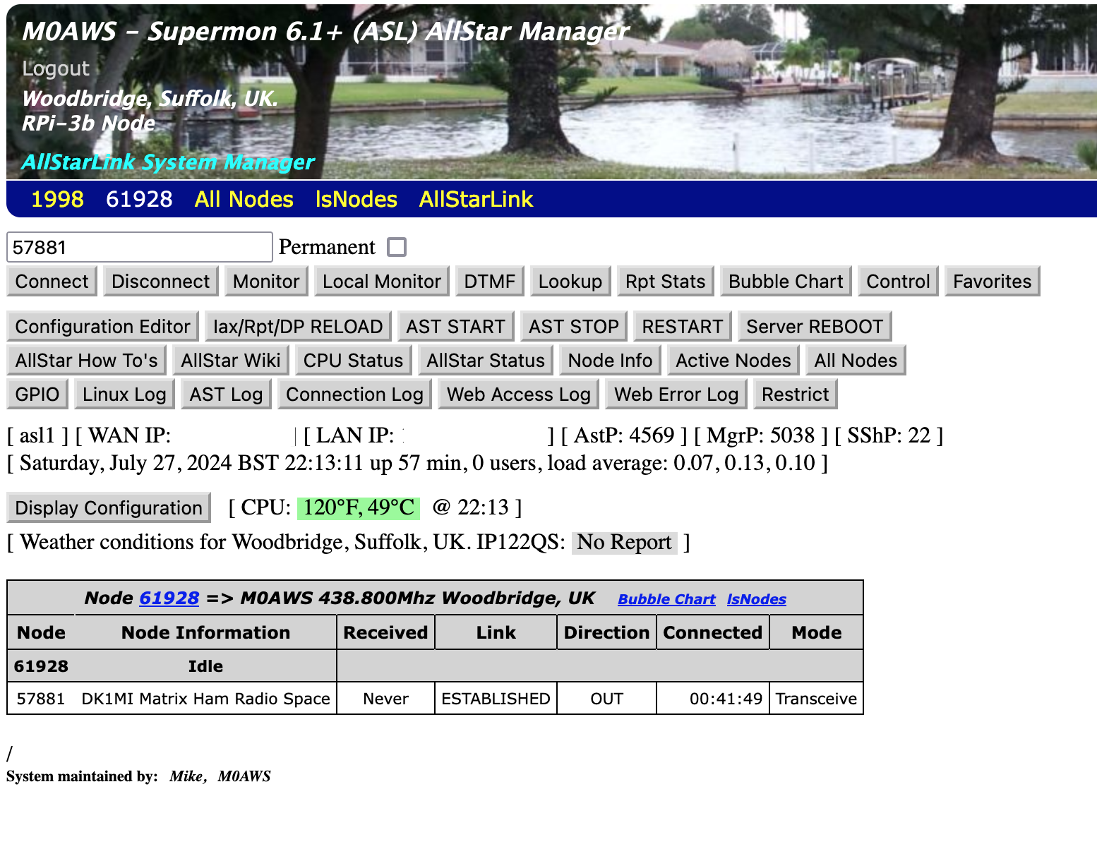 M0AWS - Supermon Web Admin view