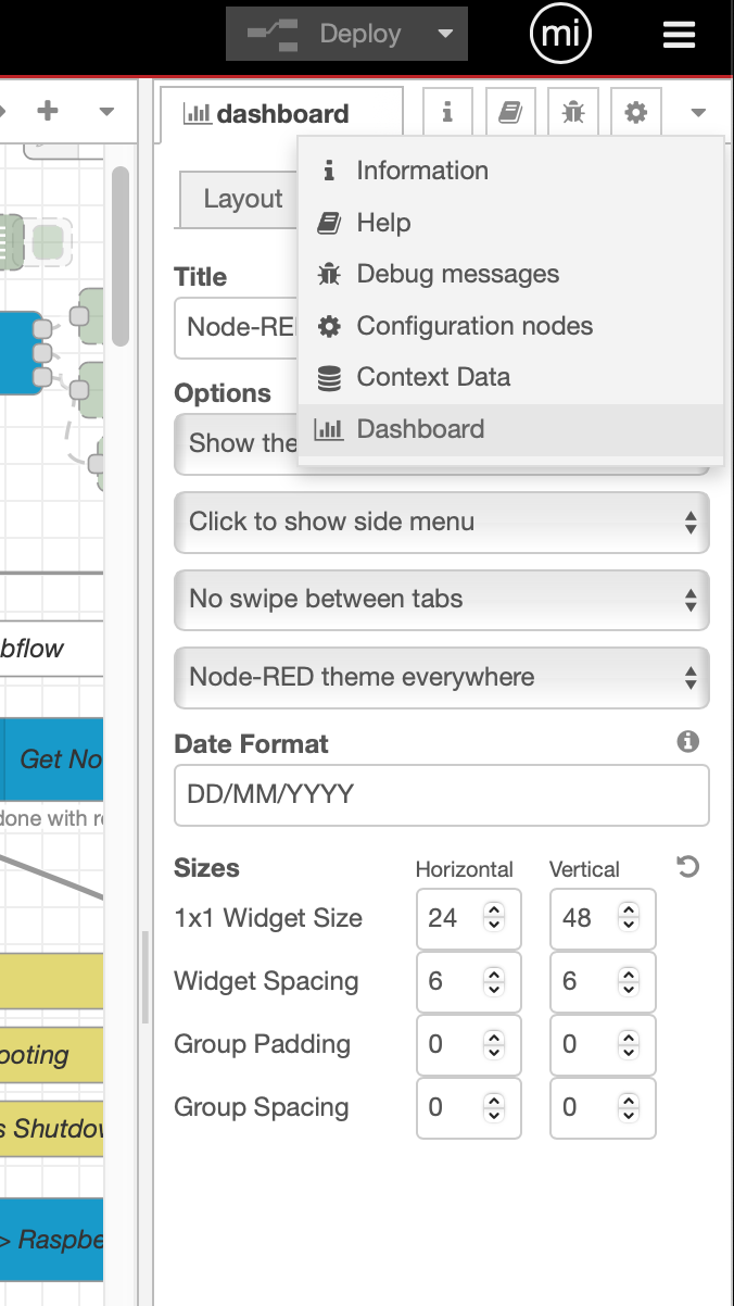 ASL Dashboard Settings