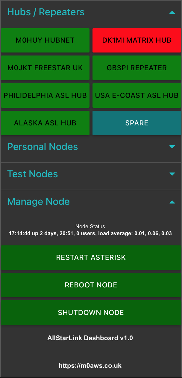 Node-RED AllStarLink Dashboard