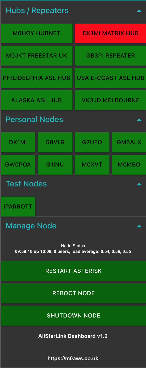 Node-RED AllStarLink Control Dashboard v1.2
