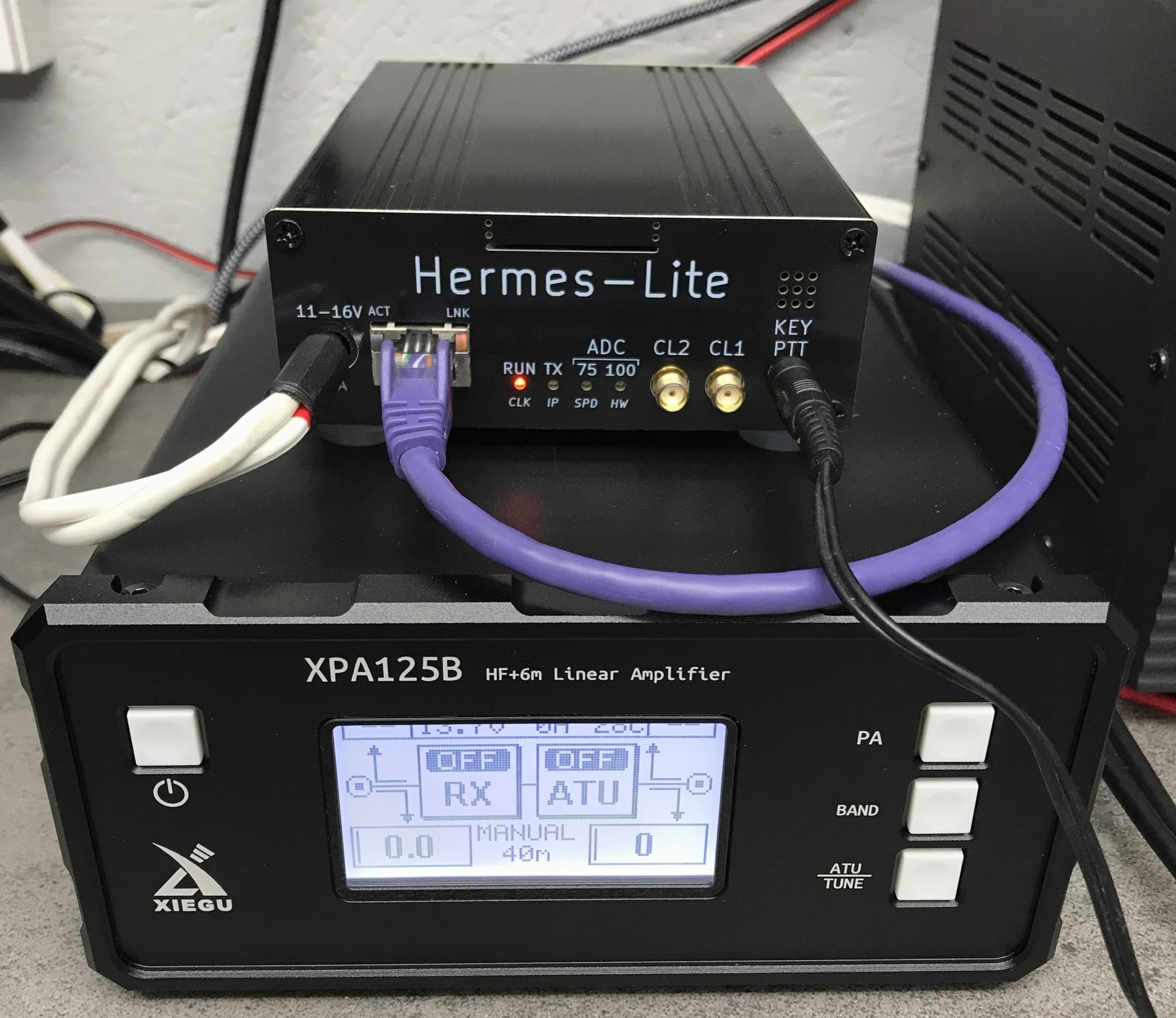 M0AWS Hermes Lite 2 SDR Trasnceiver and Xiegu XPA125B Amplifier