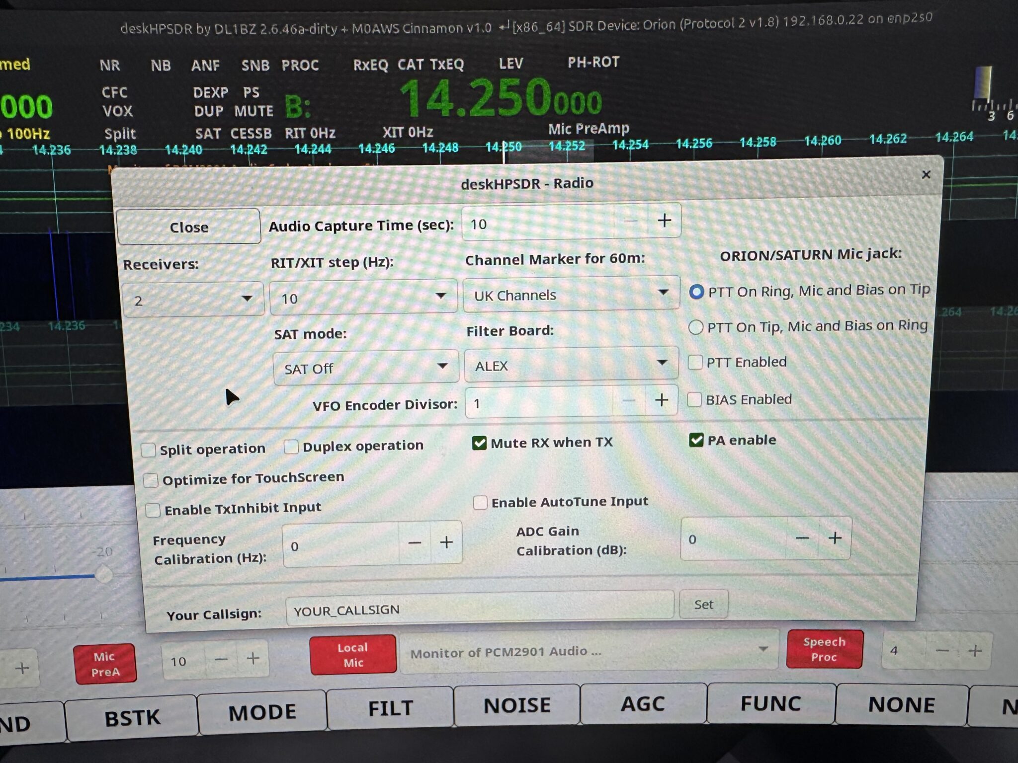 DeskHPSDR Sample Rate drop down missing when using an Anan SDR