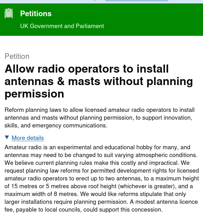 Partition to allow UK Radio operators to install antennas and masts.