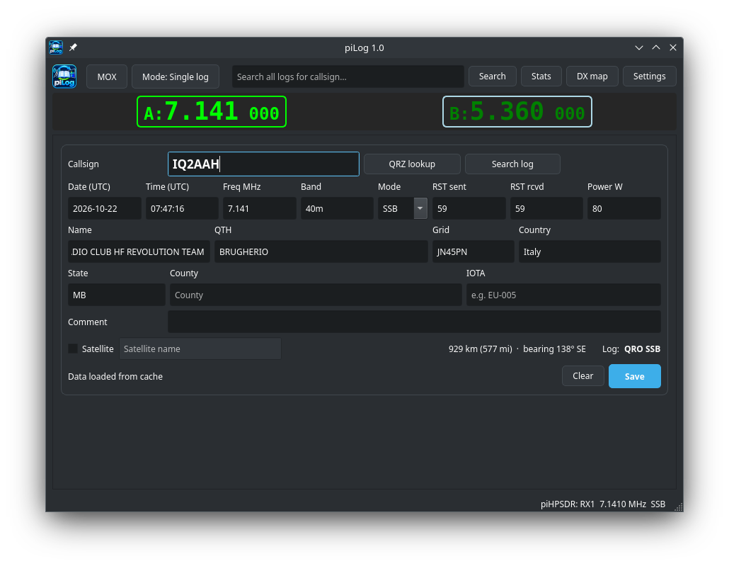 piLog v1.0 Beta 1 logical user interface